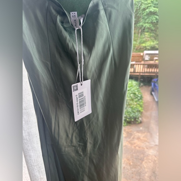 Elegant Sage Satin Maxi Dress - Picture 7 of 7